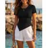 image:imageZESICA Asymmetrical Ruched Tops for Women 2026 Summer Casual Short Sleeve Slim Fit Y2K Going Out ShirtsBlack