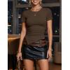 image:imageZESICA Asymmetrical Ruched Tops for Women 2026 Summer Casual Short Sleeve Slim Fit Y2K Going Out ShirtsBrown