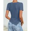 image:imageZESICA Asymmetrical Ruched Tops for Women 2026 Summer Casual Short Sleeve Slim Fit Y2K Going Out ShirtsGray Blue