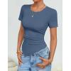 image:imageZESICA Asymmetrical Ruched Tops for Women 2026 Summer Casual Short Sleeve Slim Fit Y2K Going Out ShirtsGray Blue