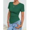 image:imageZESICA Asymmetrical Ruched Tops for Women 2026 Summer Casual Short Sleeve Slim Fit Y2K Going Out ShirtsGreen