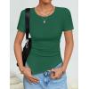 image:imageZESICA Asymmetrical Ruched Tops for Women 2026 Summer Casual Short Sleeve Slim Fit Y2K Going Out ShirtsGreen