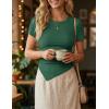 image:imageZESICA Asymmetrical Ruched Tops for Women 2026 Summer Casual Short Sleeve Slim Fit Y2K Going Out ShirtsGreen