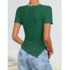 image:imageZESICA Asymmetrical Ruched Tops for Women 2026 Summer Casual Short Sleeve Slim Fit Y2K Going Out ShirtsGreen