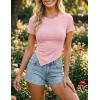 image:imageZESICA Asymmetrical Ruched Tops for Women 2026 Summer Casual Short Sleeve Slim Fit Y2K Going Out ShirtsPink