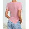 image:imageZESICA Asymmetrical Ruched Tops for Women 2026 Summer Casual Short Sleeve Slim Fit Y2K Going Out ShirtsPink