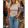 image:imageZESICA Asymmetrical Ruched Tops for Women 2026 Summer Casual Short Sleeve Slim Fit Y2K Going Out ShirtsSand