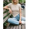 image:imageZESICA Asymmetrical Ruched Tops for Women 2026 Summer Casual Short Sleeve Slim Fit Y2K Going Out ShirtsSand