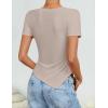 image:imageZESICA Asymmetrical Ruched Tops for Women 2026 Summer Casual Short Sleeve Slim Fit Y2K Going Out ShirtsSand