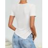 image:imageZESICA Asymmetrical Ruched Tops for Women 2026 Summer Casual Short Sleeve Slim Fit Y2K Going Out ShirtsWhite