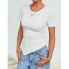 image:imageZESICA Asymmetrical Ruched Tops for Women 2026 Summer Casual Short Sleeve Slim Fit Y2K Going Out ShirtsWhite