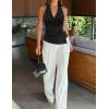 image:imageZESICA Womens 2026 Summer Halter Wrap Tops Sleeveless V Neck Ruched Tie Fitted Racerback Trendy Going Out TopsBlack