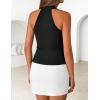 image:imageZESICA Womens 2026 Summer Halter Wrap Tops Sleeveless V Neck Ruched Tie Fitted Racerback Trendy Going Out TopsBlack
