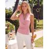 image:imageZESICA Womens 2026 Summer Halter Wrap Tops Sleeveless V Neck Ruched Tie Fitted Racerback Trendy Going Out TopsPink
