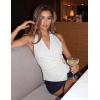 image:imageZESICA Womens 2026 Summer Halter Wrap Tops Sleeveless V Neck Ruched Tie Fitted Racerback Trendy Going Out TopsWhite