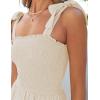 image:imageZESICA Womens 2026 Summer Boho Spaghetti Strap Square Neck Solid Color Ruffle A Line Beach Long Maxi DressApricot