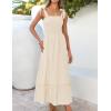 image:imageZESICA Womens 2026 Summer Boho Spaghetti Strap Square Neck Solid Color Ruffle A Line Beach Long Maxi DressApricot