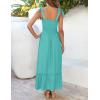 image:imageZESICA Womens 2026 Summer Boho Spaghetti Strap Square Neck Solid Color Ruffle A Line Beach Long Maxi DressAqua