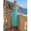image:imageZESICA Womens 2026 Summer Boho Spaghetti Strap Square Neck Solid Color Ruffle A Line Beach Long Maxi DressAqua