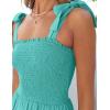 image:imageZESICA Womens 2026 Summer Boho Spaghetti Strap Square Neck Solid Color Ruffle A Line Beach Long Maxi DressAqua