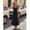 image:imageZESICA Womens 2026 Summer Boho Spaghetti Strap Square Neck Solid Color Ruffle A Line Beach Long Maxi DressBlack