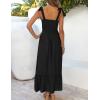 image:imageZESICA Womens 2026 Summer Boho Spaghetti Strap Square Neck Solid Color Ruffle A Line Beach Long Maxi DressBlack