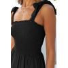 image:imageZESICA Womens 2026 Summer Boho Spaghetti Strap Square Neck Solid Color Ruffle A Line Beach Long Maxi DressBlack