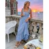 image:imageZESICA Womens 2026 Summer Boho Spaghetti Strap Square Neck Solid Color Ruffle A Line Beach Long Maxi DressBlue