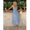 image:imageZESICA Womens 2026 Summer Boho Spaghetti Strap Square Neck Solid Color Ruffle A Line Beach Long Maxi DressBlue
