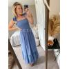 image:imageZESICA Womens 2026 Summer Boho Spaghetti Strap Square Neck Solid Color Ruffle A Line Beach Long Maxi DressDustyblue