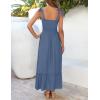 image:imageZESICA Womens 2026 Summer Boho Spaghetti Strap Square Neck Solid Color Ruffle A Line Beach Long Maxi DressDustyblue
