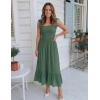 image:imageZESICA Womens 2026 Summer Boho Spaghetti Strap Square Neck Solid Color Ruffle A Line Beach Long Maxi DressForestgreen