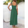 image:imageZESICA Womens 2026 Summer Boho Spaghetti Strap Square Neck Solid Color Ruffle A Line Beach Long Maxi DressForestgreen