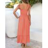 image:imageZESICA Womens 2026 Summer Boho Spaghetti Strap Square Neck Solid Color Ruffle A Line Beach Long Maxi DressGrapefruit