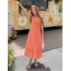 image:imageZESICA Womens 2026 Summer Boho Spaghetti Strap Square Neck Solid Color Ruffle A Line Beach Long Maxi DressGrapefruit