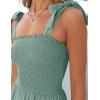 image:imageZESICA Womens 2026 Summer Boho Spaghetti Strap Square Neck Solid Color Ruffle A Line Beach Long Maxi DressGreen