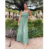 image:imageZESICA Womens 2026 Summer Boho Spaghetti Strap Square Neck Solid Color Ruffle A Line Beach Long Maxi DressGreen