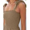 image:imageZESICA Womens 2026 Summer Boho Spaghetti Strap Square Neck Solid Color Ruffle A Line Beach Long Maxi DressKhaki