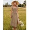 image:imageZESICA Womens 2026 Summer Boho Spaghetti Strap Square Neck Solid Color Ruffle A Line Beach Long Maxi DressKhaki