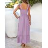 image:imageZESICA Womens 2026 Summer Boho Spaghetti Strap Square Neck Solid Color Ruffle A Line Beach Long Maxi DressLavender