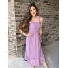 image:imageZESICA Womens 2026 Summer Boho Spaghetti Strap Square Neck Solid Color Ruffle A Line Beach Long Maxi DressLavender
