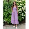 image:imageZESICA Womens 2026 Summer Boho Spaghetti Strap Square Neck Solid Color Ruffle A Line Beach Long Maxi DressLavender