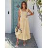 image:imageZESICA Womens 2026 Summer Boho Spaghetti Strap Square Neck Solid Color Ruffle A Line Beach Long Maxi DressLightyellow