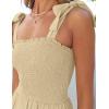 image:imageZESICA Womens 2026 Summer Boho Spaghetti Strap Square Neck Solid Color Ruffle A Line Beach Long Maxi DressLightyellow