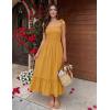 image:imageZESICA Womens 2026 Summer Boho Spaghetti Strap Square Neck Solid Color Ruffle A Line Beach Long Maxi DressMustard