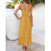 image:imageZESICA Womens 2026 Summer Boho Spaghetti Strap Square Neck Solid Color Ruffle A Line Beach Long Maxi DressMustard