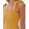 image:imageZESICA Womens 2026 Summer Boho Spaghetti Strap Square Neck Solid Color Ruffle A Line Beach Long Maxi DressMustard
