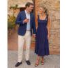 image:imageZESICA Womens 2026 Summer Boho Spaghetti Strap Square Neck Solid Color Ruffle A Line Beach Long Maxi DressNavy
