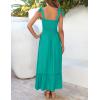 image:imageZESICA Womens 2026 Summer Boho Spaghetti Strap Square Neck Solid Color Ruffle A Line Beach Long Maxi DressPeacock
