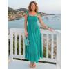 image:imageZESICA Womens 2026 Summer Boho Spaghetti Strap Square Neck Solid Color Ruffle A Line Beach Long Maxi DressPeacock